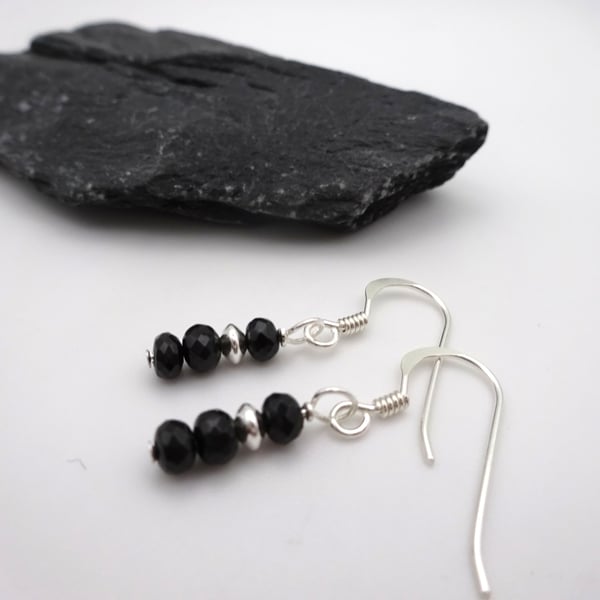 black spinel gemstone earrings