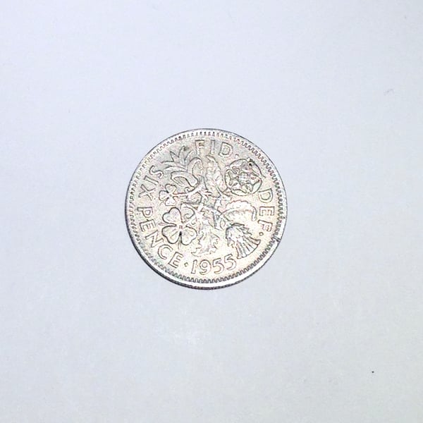 Lucky Sixpence Dated 1955 for Crafting