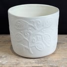 Slip-cast Porcelain Planter with leaf design