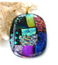 Dichroic Glass S019 Supersize Patchwork 3-layer Pendant with Gold plated chain - Image 2