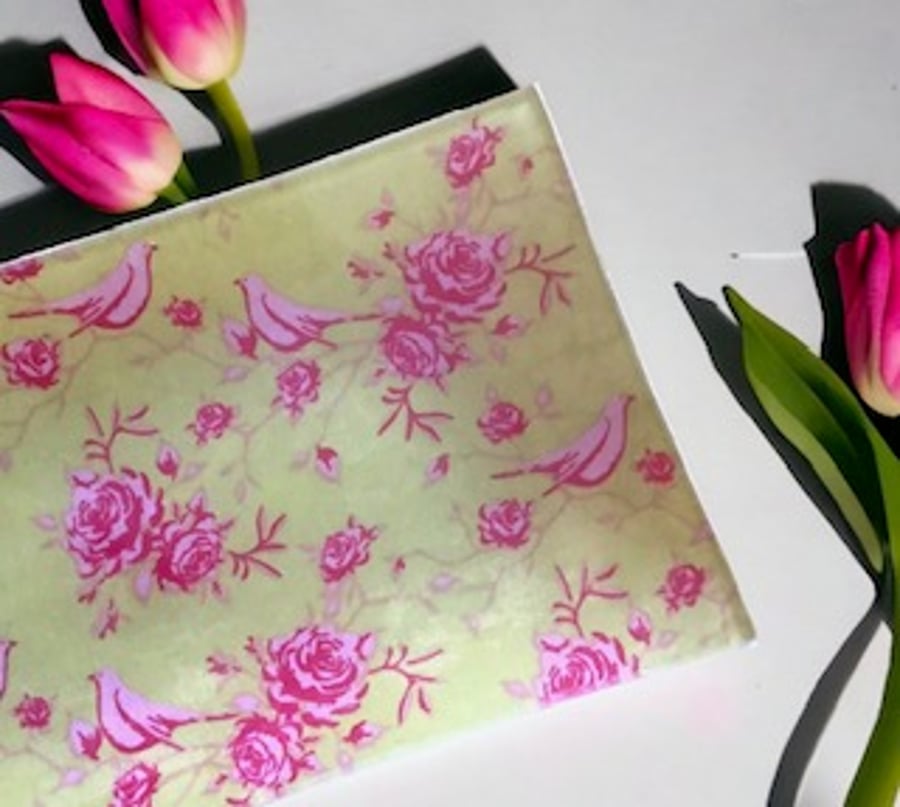 Vintage Birds Glass Dish