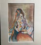 Watercolour of a traditional dance. North African dancer. Figurative art 