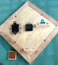 Large Diamond Pendulum Wall Clock, handmade in burr madrona and sycamore. - Image 5