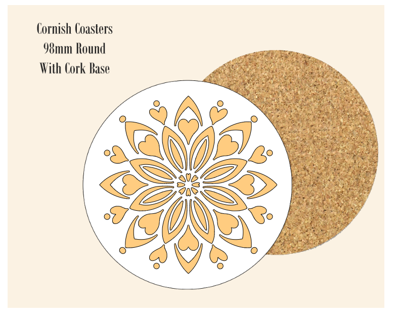 Yellow Abstract Flower  Coaster 9.8cm Round With Cork Base.- Design 1