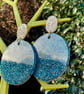GLITTER CIRCLE EARRINGS giant art deco statement cool disco gift for her - Image 1