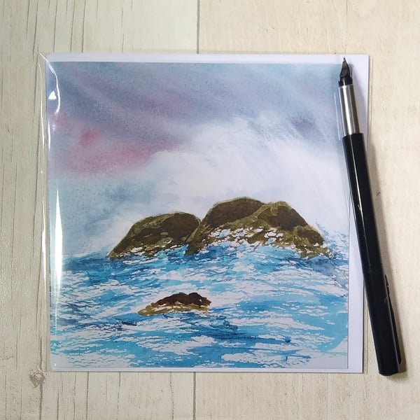 Birthday card. Seascape card. (Printed card) Ocean card.