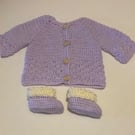 Crochet Jacket & Bootees 3-6 Months