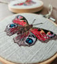 Peacock butterfly mini hoop, handmade hanging decoration, embroidered - Image 4