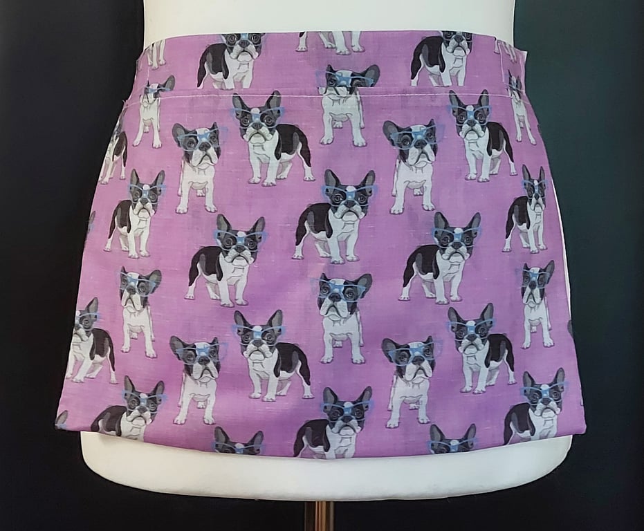 Fabric peg apron - peg pinny Handmade wearable peg bag French Bulldogs, Puppies,