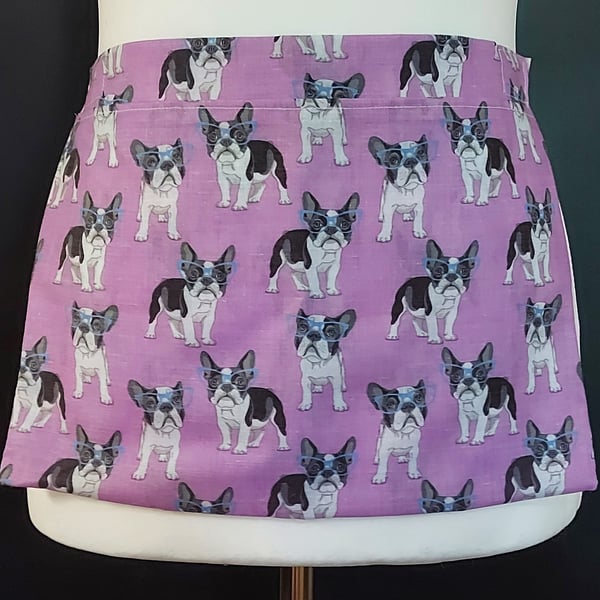 Fabric peg apron - peg pinny Handmade wearable peg bag French Bulldogs, Puppies,