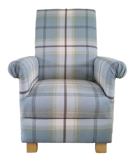 Children's Armchair Balmoral Duck Egg Tartan Check Kids Chair Girls Boys Seat