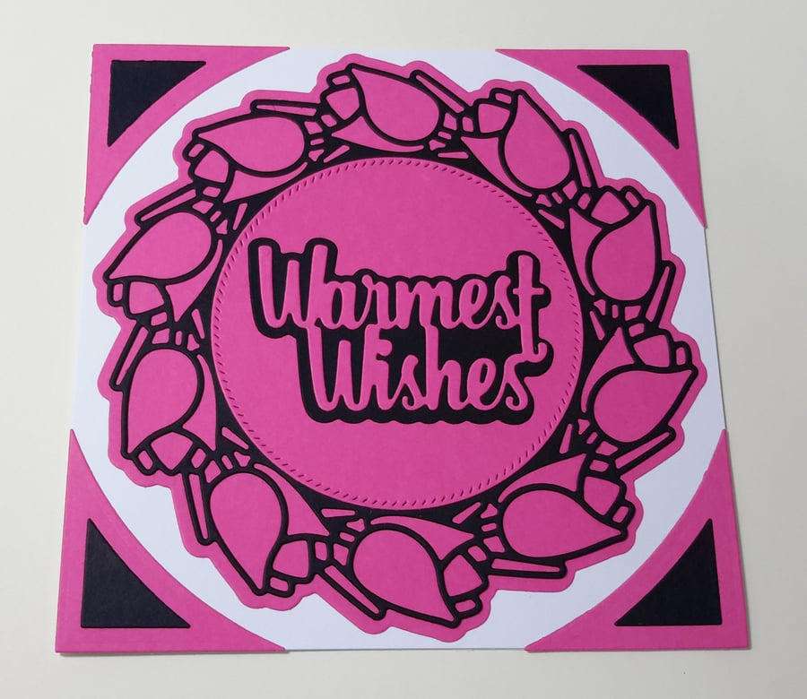 Warmest Wishes Greeting Card - Pink and Black
