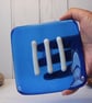 True Blue Transparent Fused Glass Large Soap Dish