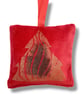 Velvet Lavender Sachet, Hand Printed Lavender Bag, Christmas Tree Ornament  - Image 3