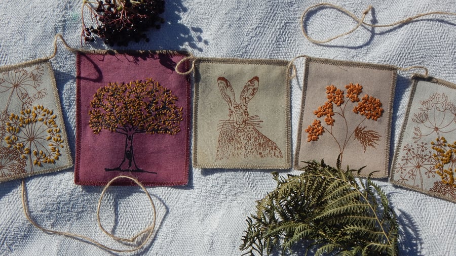 Autumnal Hare  - 85 cm - Screen printed Bunting