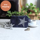 Denim Purse. Recycled Denim Pouch with Silver Star Motif (P&P included)