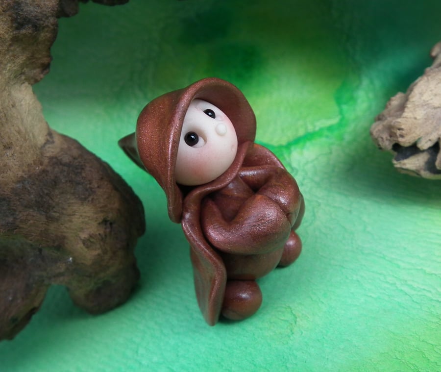 Tiny Gnome Monk 'Brother Odden' 1.5" OOAK Sculpt by Ann Galvin Gnome Village