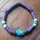 "Passion Flower" - Stretchy clay polymer and bead fashion bracelet