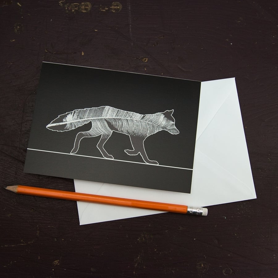 Feather Fox Greetings Card
