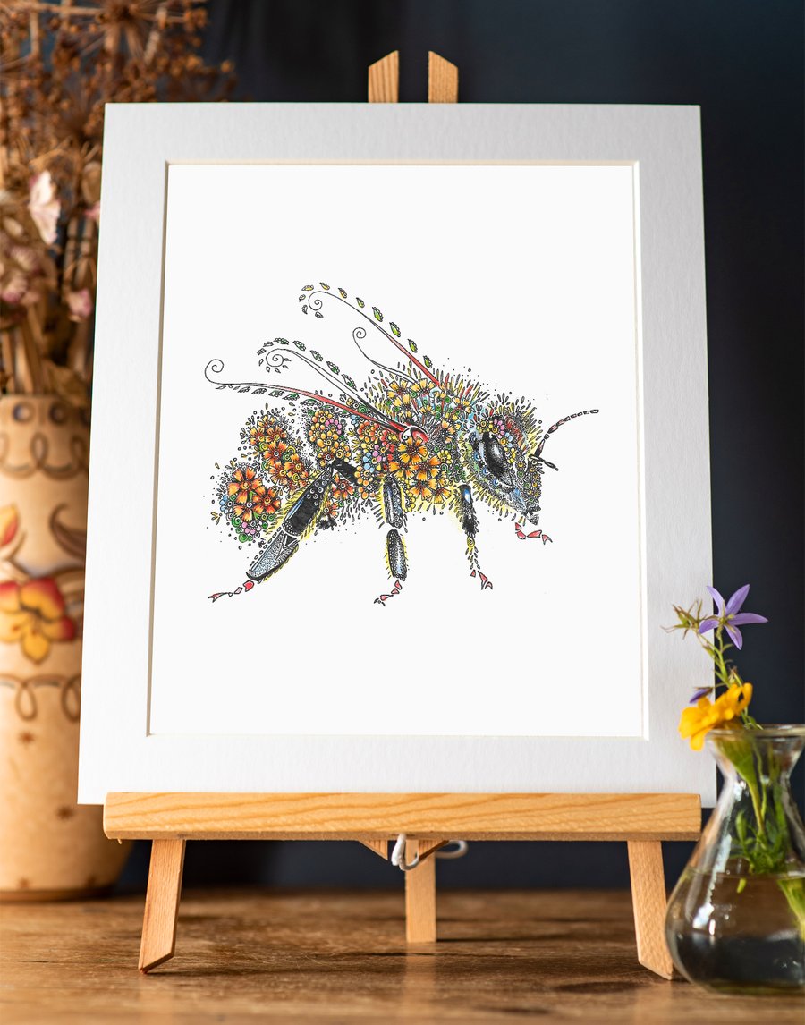 Flower Bee Art Print 