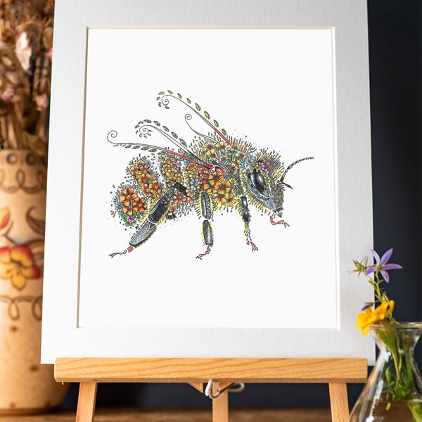 Flower Bee Art Print 