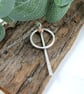 Necklace, Sterling Silver and Copper Geometric Circle & Bar Pendant