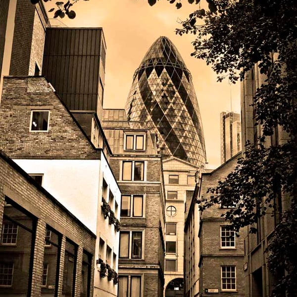 30 St Mary Axe The Gherkin London England UK 12"x18" Print