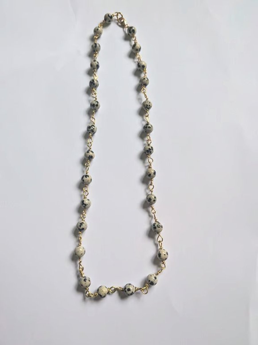 Semi Precious Dalmatian Jasper Beaded Necklace