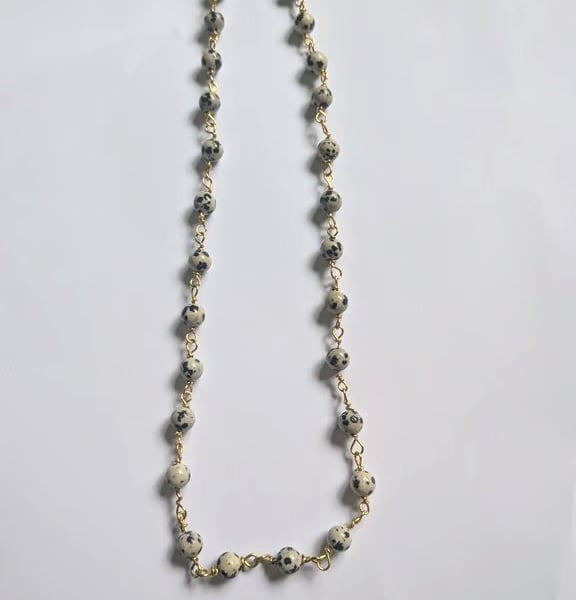 Semi Precious Dalmatian Jasper Beaded Necklace