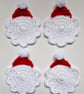 Santa Hat Coasters for Christmas - Handmade Crochet - Set of 4 - Image 2