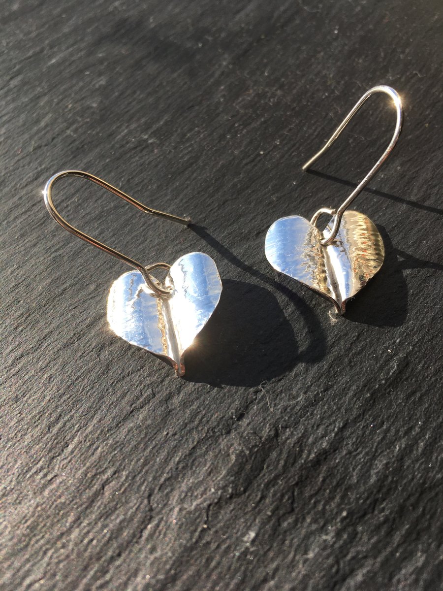 Hand made Sterling Silver heart earrings