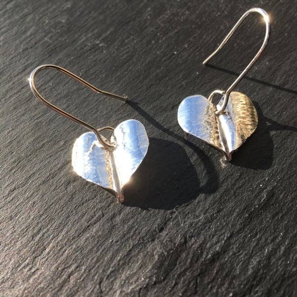 Hand made Sterling Silver heart earrings