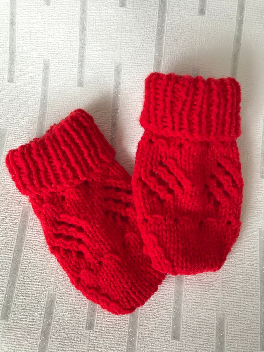Hand knitted mittens