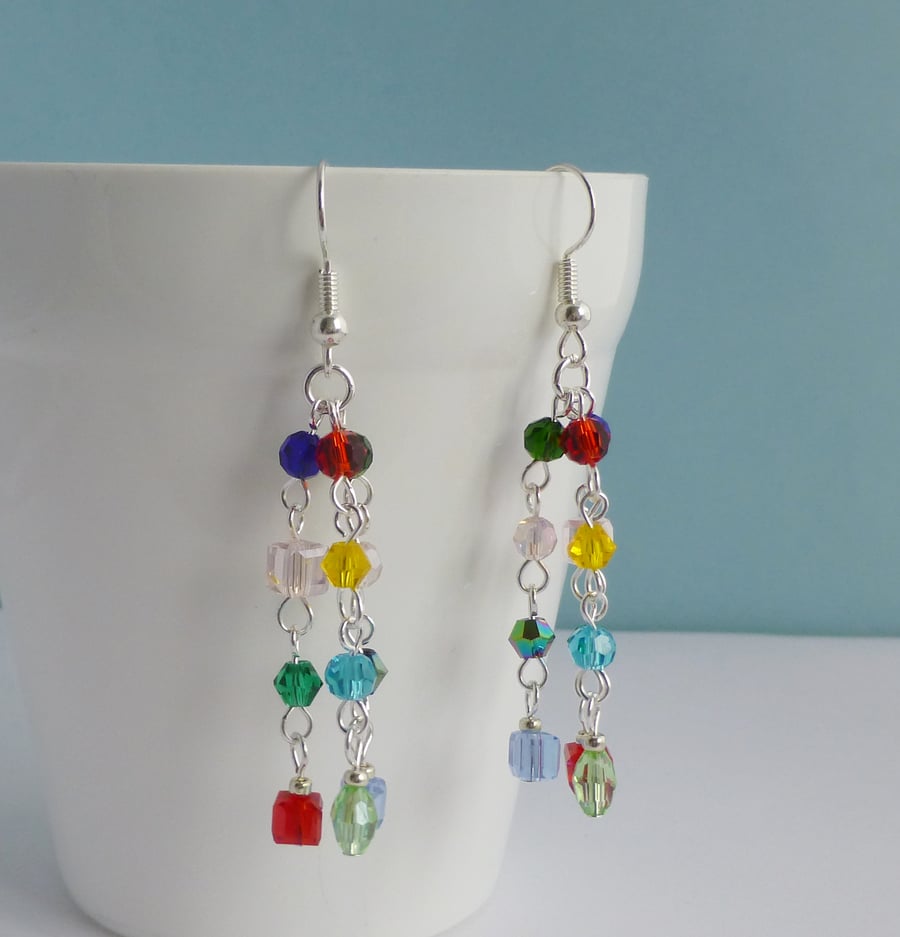 Multicoloured Crystal Drop Earrings