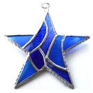 Patchwork Star Suncatcher Stained Glass Blue