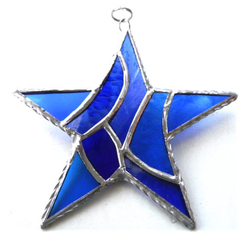 Patchwork Star Suncatcher Stained Glass Blue