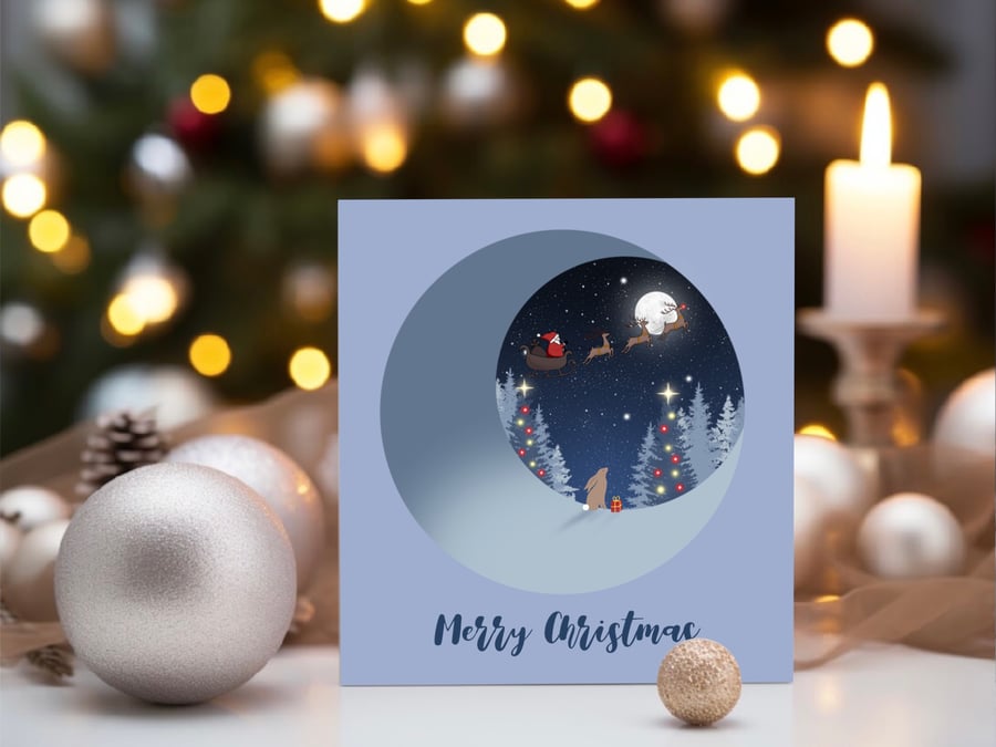 The Hare and Santa Claus Christmas Cards Pack Of Five.