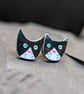 Black and white cat polymer clay stud earrings  - Image 2