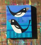 Magpies original acrylic painting on canvas in blue by Jo Brown Happy Tomato - Image 1