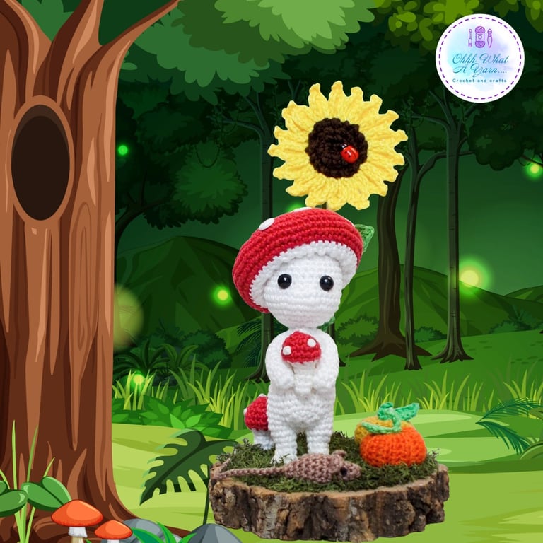 Crochet impkin, imp sculpture. Imp ornament.  Crochet decoration.