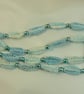 Glasses lanyard chain , crochet leaves with beads (blue variegated) - Image 5