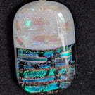 Black White and Rainbow Dichroic Fused Glass Pendant Necklace handmade in UK