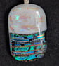 Black White and Rainbow Dichroic Fused Glass Pendant Necklace handmade in UK