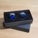 Black and blue resin insert cufflinks