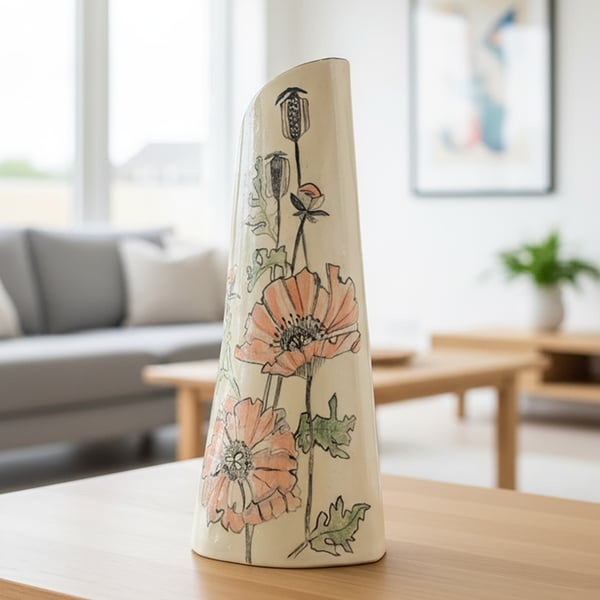 Poppies vase - handmade ceramic