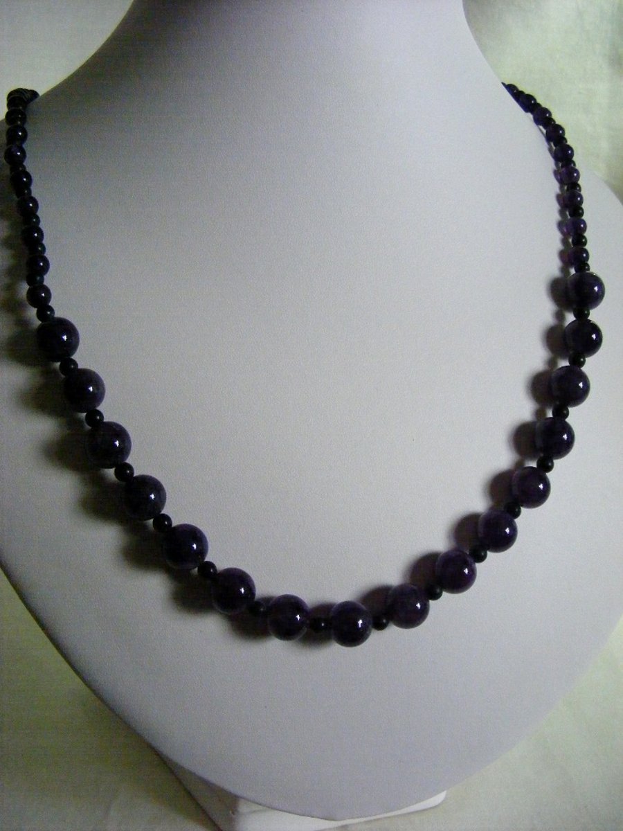 Amethyst and Black Agate Necklace