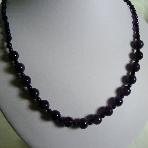 Amethyst and Black Agate Necklace