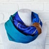 Blue-green-designers modern infinity scarf with faux leather strap 
