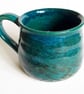Dark Turquoise Patterned Glazed Mug - Hand Thrown Stoneware Ceramic Mug  - Image 2