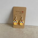 Cute Owl Earrings. Yellow